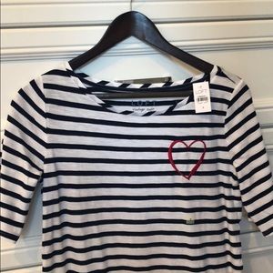 Ann Taylor Loft white & navy tee shirt